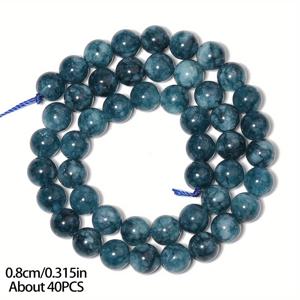 TEMU 6/8/10mm 천연 블루 칼세도니 라운드 구슬, 매끄러운 소재, DIY 핸드메이드 팔찌, 목걸이, 귀걸이용, 장식용 소재, 휴일 남녀공용 선물, 우아한 여성용 선물, 핸드메이드 스페이서 비즈, 공예 애호가용