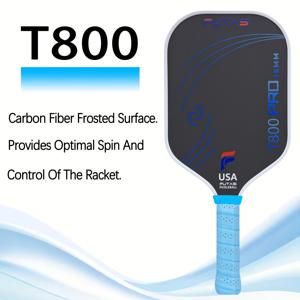 TEMU T800 카본 파이버 피클볼 패들 - 서모융합 1개 구조, 부드러운 PU 그립 및 거친 무광 표면, 스핀 컨트롤에 적합, 밸런스드 파워, 질감 있는 카본 위브 마감, 경쟁용 및 레크리에이셔널용 16mm 두께