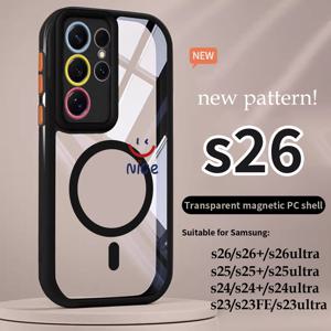 TEMU 휴대폰 케이스 - 휴대폰 케이스: 스마일 얼굴 갤럭시 S26/S6 울트라/S6 플러스에 적합한 낙하 방지 투명 마그네틱 휴대폰 케이스, 창의적인 만화 패턴 디자인, 고급 풀커버 렌즈, 하드 케이스 보호 커버