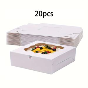 TEMU 20개입 흰색 8X8X2.5인치 대형 웨이브 창문 케이크 상자 (바스크 디저트용), 생일 파티, 결혼식, 발렌타인데이, 크리스마스 및 케이크 포장에 적합. 크림 쿠키, 마카롱, 치즈케이크에 이상적