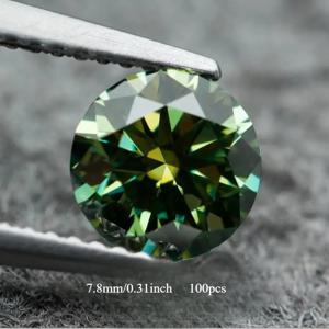 TEMU 100개 0.5-10캐럿 실험실 제작 DIY 주얼리 만들기, 네일 아트 & 보석 수지 에폭시 인레이용 - 원형 녹색 보석 (반지, 귀걸이, 펜던트) - 핸드메이드 액세서리 & 네일 디자인을 위한 합리적인 럭셔리