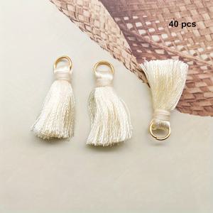 TEMU 40개입 랜덤 혼합 색상 2.5cm 메탈 링 단색 태슬 폴리에스터 태슬 태슬 책갈피 태슬 웨딩 박스 팬 장식 소형 태슬 주얼리 귀걸이 헤어 장식 팔찌 목걸이 제작 재료 소형 행잉 태슬 H