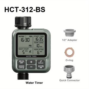 TEMU Eshico 2025 풀업그레이드 스마트 물주기 타이머 HCT-312 8P. 다양한 물주기 스케줄에 맞춰 프로그래밍 가능. 자동 물주기 지연을 위한 레인 센서 칩 탑재되어 정원 가꾸기에 유용한 실용적인 도구입니다.