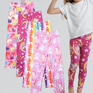 TEMU 여아용 컬러풀 프린트 슬림핏 레깅스 4종 세트, 패셔너블하고 인기 있는 아웃도어 웨어 레깅스, 데일리 베이스 레이어링 및 야외 활동에 적합