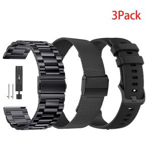 TEMU 18/20/22mm 3팩 스테인리스 스틸 메탈 밀라노 및 시계 스트랩, 삼성 4/5/6/7/FE 40/44mm/Amazfit Active/Active2/Bip5/2/GTS3 호환, 가민/화웨이/샤오미 시계 스트랩 액세서리용 메탈 교체 시계 스트랩