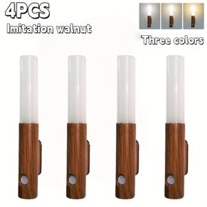 TEMU 스마트 모션 센서 조명 4개 세트, 무선, 자석식 벽걸이, LED 침실 무드등, 포인트벽용 장식 포인트등, Type-C 충전, 3단계 조절식 색온도, 침실, TV 포인트벽, 계단, 복도, 캐비닛 등에 적합. 컴팩트하고 편리함, 손에 들거나 벽에 부착 가능, 다양한 색상 제공./ 랜덤 색상