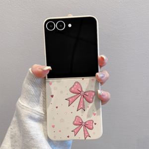 TEMU 스파클링 라인스톤 리ボン 하트 G254 접이식 투파트 TPU 휴대폰 케이스, 삼성 갤럭시 Z 플립 7, 삼성 갤럭시 Z 플립 6, 삼성 갤럭시 Z 플립 5, 삼성 갤럭시 Z 플립 4/3 5G용, 삼성 갤럭시 Z 플립 7 SE/FE용, 풀커버 낙하 방지, 슬림하고 가벼운 디자인