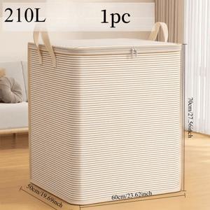 TEMU 대형 수납백 1개, 100L/140L/210L, 의류 정리백, 튼튼한 손잡이와 지퍼가 있는 접이식, 뚜껑과 손잡이 포함, 옷장용, 의류 정리 수납용, 휴대용 옷장, 침대 밑 수납, 침대 밑 수납함