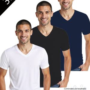 TEMU 남성용 V넥 반팔 티셔츠 3pcs, 빠른 건조 폴리에스터 소재, 여름 필수 아이템, 야외 러닝 및 운동에 이상적, 트렌디한 캐주얼 솔리드 컬러 다용도 스타일