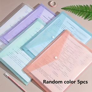 TEMU 5개 A4 투명 스냅 버튼 파일 폴더, 모던 투명 문서 정리함 내구성 PP 플라스틱 시트 보호대, 파스텔 마카롱 색상 학교, 대학, 사무용품, 가정 및 작업장 정리 랜덤 색상