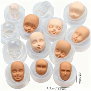 TEMU 13피스 세트 만화 얼굴 실리콘 몰드 공예 DIY 점토 얼굴 석고 몰드 DIY 레진 주얼리 펜던트 드로퍼 몰드