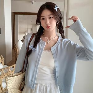 TEMU 2025년 신상 한국 스타일 여성용 카디건, 봄 도파민 컬러 시리즈 거위 노랑 하늘 파랑 라운드넥 여성 의류, 올해 인기 재킷, 한국 스타일 의상, 스몰 재킷, 에어컨 셔츠, 패셔너블한 다용도
