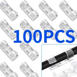 TEMU 100개 투명 접착 케이블 클립 | 강력 접착 뒷면이 있는 강력한 PVC 와이어 홀더, 벽 및 책상 밑에 드릴 없이 설치, 전원 케이블, 전화기, 컴퓨터 와이어용 코드 정리