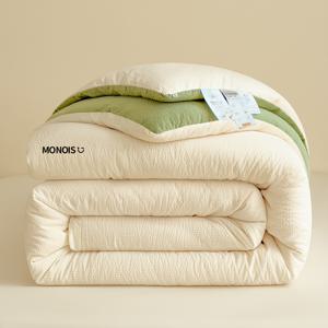 TEMU 1개 시어서커 소프트 솔리드 컬러 울트라 소프트 봄/가을/여름 이불/사계절 이불/여름 담요, 피부 친화적 부드럽고 통기성 사계절 이불/담요, 세탁기 사용 가능, 침실, 게스트룸, 호텔 사용에 적합, 우수한 침구 이불