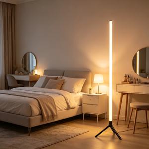 TEMU 1/2개 RGB LED 코너 플로어 램프, 색상 변경 무드등, 삼각대 받침대, 음악 동기화 제어, 게이밍 룸, 거실, 침실, 추수감사절 크리스마스 파티 홈 데코용 앰비언트 스탠딩 램프