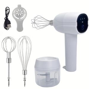 TEMU 다기능 전동 마늘 다지기, 푸드 프로세서 & 계란 거품기. 커피, 크림, 계란용 USB 충전식 블렌더. 스테인리스 스틸 비터 2개 포함. 야채, 마늘, 생강 다지기, 베이킹, 휘핑크림에 이상적|마늘다지기