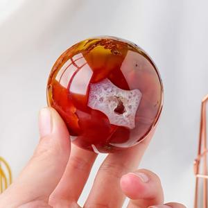 TEMU 자연적인 빨간색 아게이트 구체 장식품, 아름다운 불꽃 빨간색 아게이트 쿼츠 석재 구체, 가정 장식, 사무실 또는 학생 책상 장식품, 특별한 축제 선물