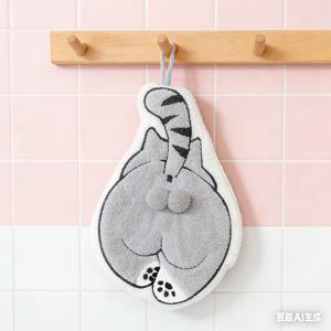TEMU 새로운 창의적인 디자인 귀여운 동물 산호 양털 고양이 강아지 3D 패턴 핸드 타월, 새로운 창의적인 두꺼운 초흡수성 속건성 타월, 홈웨어 따뜻한 선물, 애완동물 애호가를 위한 재미있는 선물, 걸이형 부드러운 피부 친화적 핸드 타월