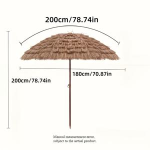TEMU 야외용 짚 파라솔 하와이안 스타일 초가지붕 정원 파라솔, 티키 비치 파라솔, 접이식 파티오 테이블 파라솔, 휴대용 마켓 파라솔 (베이스 옵션), 틸트 기능
