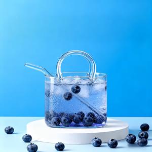 TEMU 770ml 패션 빨대 유리 핸드백, 2개 세트 (컵 1개+빨대 1개) 휴대용 핸드헬드 유리컵, 크리에이티브 루스터테일 컵, 주스, 밀크쉐이크, 아이스티에 적합 - 손세척/재사용 가능, 선물, 밸런타인데이, 부활절, 필수 바 도구