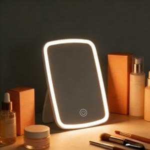 TEMU 3가지 색상 모드 LED 조명 화장대 거울 USB 충전식 터치 컨트롤 밝기 조절 가능 여성 및 여아용 휴대용 화장 거울