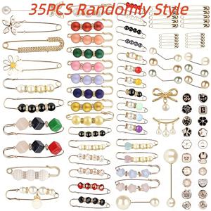 TEMU 35/70개 (스타일 랜덤) 인조 진주 고정 버클 세트, 바느질 불필요 안전핀, 옷 고정, 바지 허리 수축, 허리 둘레 감소, 노출 방지 및 스카프 버클, 신발 및 부츠 추가에 적합