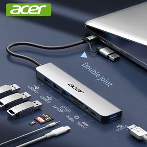 TEMU Acer Type-C 도킹 USB 3.0 허브 SD/TF 카드 리더 어댑터 (Huawei Android Macbook 컴퓨터 호환), , 모델 HY41-T8 (카드 읽기 버전)