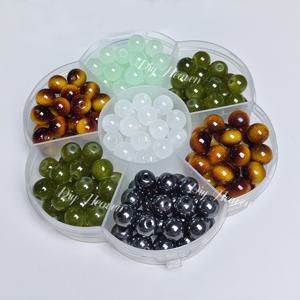 TEMU 170개 천연석 구슬 8mm (호랑이눈석, 투명 쿼츠, 페리도트) 보관함 포함 - 팔찌, 목걸이, 귀걸이, 열쇠고리용 주얼리 제작 용품 - 힘을 위한 호랑이눈석, 명료함을 위한 투명 쿼츠, 접지 및 진정을 위한 페리도트
