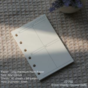 TEMU A6/A7 사이즈 8구획 주간 플래너 리필지 40매, 120g 용지, 40매/80페이지, 저널, 학습 스케줄, 습관 트래커용 6링 루스리프 인서트