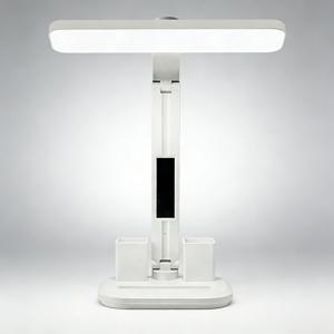 TEMU 2026년형 LED 데스크 램프 (스마트 디스플레이 디지털 시계 및 온도 표시 기능 포함), 펜 홀더 및 리모컨 휴대폰 홀더 수납 기능이 있는 접이식 회전식 데스크 램프, 침실 침대 옆 밝기 조절 가능 야간 조명, 홈 오피스 데스크 장식 램프