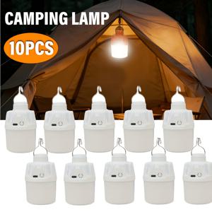 TEMU LiHangStar 야외용 LED 캠핑 텐트 랜턴 10개 팩, 휴대용 야외 비상 전구, USB 충전식 금속 고리 포함, 초고휘도 캠핑 전구, 하이킹, 파티, 캠핑, 낚시에 이상적