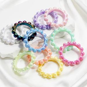 TEMU 아크릴 단색 코팅 포커스 라운드 리스 런닝 링 수직 구멍 구슬 쓴맛 멜론 후프 DIY 수제 펜 장식용 재료 액세서리