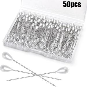 TEMU 코사주 핀 50/100개, 라펠 핀, 긴 눈물방울형 진주 헤드 핀, 흰색 헤드, DIY 장식, 결혼식, 주얼리 꽃 장식용