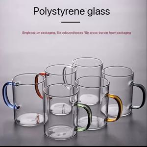 TEMU 6개입 고탄소 유리 컵, 내열 유리 컵, 브런치 컵, 우유 컵, 머그컵, 용량 300ml/400ml/500ml 6가지 색상, 두꺼운 유리 컵 1세트
