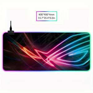 TEMU BJ05-RGB 마우스 패드, LED 백라이트 스티치 대형 키보드 테이블 패드, 400*900mm 게이머 액세서리 마우스 패드, 4mm 두께 미끄럼 방지 장식 테이블 패드, 오피스 마우스 및 키보드 패드, 학생용 테이블 매트