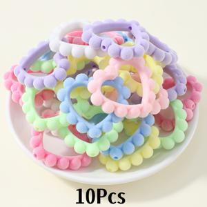 TEMU 10개 아크릴 플러시 혼합 색상 하트 모양 장식 비즈 팔찌 펜슬 케이스 걸이 장식 발렌타인데이 파티 답례품으로 완벽