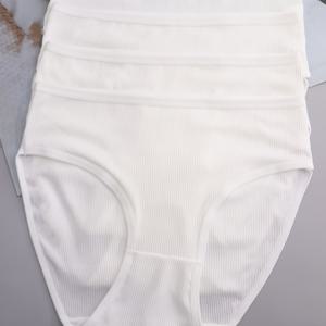 TEMU 여성용 하이웨이스트 흰색 복부 컨트롤 속옷 4pcs - 부드러운 실키 섬유, 통기성 삼각형 팬티, 비투명 풀 커버리지 로우라이즈 베이스, 헬스, 일상 및 산후 케어용 - 편안한 팬티