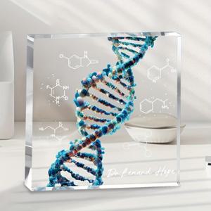 TEMU 맞춤형 아크릴 디스플레이 보드 - DNA 더블 헬릭스 & 분자 구조 디자인, 개인화된 이름 각인, 고품질 아크릴, 의사·생물학자·화학자·프리메드 학생용, 홈 오피스 랩 데코, 2D 플랫