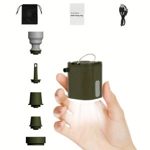 TEMU 휴대용 미니 펌프 LED 캠핑 라이트, 3.8Kpa 공기 펌프, USB 충전식, 가볍고 빠른 공기 주입/배출, 수영 플로트, 매트리스, 에어 쿠션, 수영링, 진공백에 적합