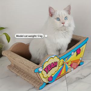 TEMU 추천 클래식 골판지 고양이 스크래쳐 및 침대, 8파운드 미만의 고양이가 사용하기 적합한 인기 있는 노란색 소형 욕조