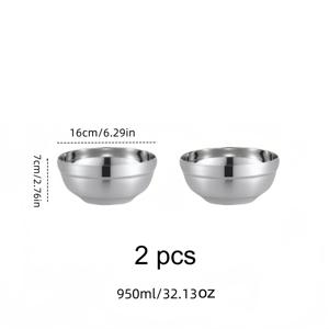 TEMU 스테인리스 스틸 볼 세트 2개, 사이즈 16cm 1개, 이중 단열 음식 배달용 그릇, 보온 보냉 그릇, 샐러드 그릇, 국수 그릇, 시리얼 수프, , 디저트 그릇, 수프 그릇용, 식기세척기 사용 가능, 주방용품, 식기류, 쌓을 수 있는, 야외 휴대용 피크닉 식기류용