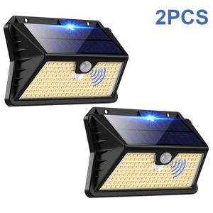 TEMU 185LED 따뜻한 조명 벽등 야외 태양광, 3가지 모드 모션 센서 태양광 정원등, IP65 야외 벽등, 마당, 길, 현관, 안전 조명, 정원, 차고, 거리, 크리스마스, 할로윈, 아버지의 날 선물용
