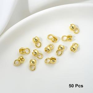 TEMU 30/50개 18K 금도금 황동 조개껍질 크림프 엔드 비즈, DIY 주얼리 만들기 소품, 팔찌용 체인 커넥터 팁, 비즈 액세서리 재료