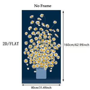 TEMU 2D 플랫, 1개 대형 모던 데이지 플라워 페인팅 - 블루 베이스 & 데이지, 대형 수평/수직 캔버스 오일 프린트, 홈 월 아트 데코, 프레임 가능 (구매 시 미포함)