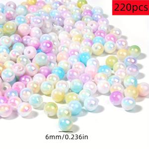 TEMU 220개 6mm 아크릴 혼합 색상 원형 비즈, 팔찌 제작용, 반지 간격 비즈, 주얼리 비즈, 다용도 소형 주얼리 추가, 비즈 제작 재료, 비즈 주얼리 및 추가