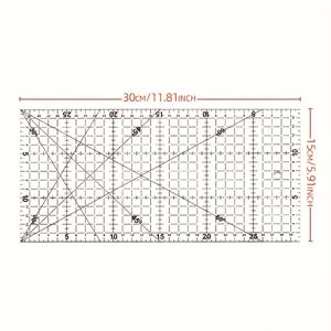 TEMU 아크릴 재봉 자 - 30.0Cm X 15.0Cm 격자 라인, 재단, 공예 및 수공예용, 재단용 재봉 자, 공예 도구, 정밀 측정, 내구성 좋은 자, 재단 도구, 격자 패턴, 견고한 구조, 재단 용품