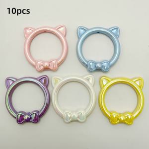 TEMU 10개 스루홀 아크릴 만화 고양이 속이 빈 러닝 링 구슬펜 액세서리, 휴대폰 가방 체인 DIY 공예 재료