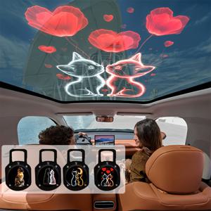 TEMU 고양이 LED 프로젝션 램프 고양이 모양 디자인 USB 무드등 차량용 앰비언트 조명 장식 램프, 실내 및 실외 사용에 적합, 자동차, 거실, 침실, 정원 등에 이상적, 생일 및 휴일 선물용으로도 완벽