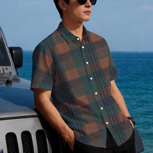 TEMU 하와이안 스타일 반팔 셔츠, 남성용 신상 여름 컬렉션, 젊고 패셔너블한 캐주얼웨어, 그라데이션 컬러 디자인 쿨 탑, 풀 디지털 프린트