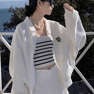 TEMU 새로운 화이트 다용도 여성용 재킷, 한국 스타일, 루즈핏, 봄, 가을, 여름용 경량, 소녀스러운 캐주얼 가디건